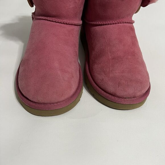 UGG Mini Short Bailey Button II Sheepskin Flat Boot Pink Magenta Women's US 5 - Picture 4 of 7